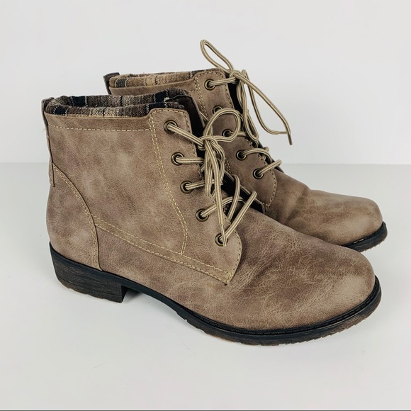 Sporto Shoes - Womans sporto fall ankle boots taupe plaid detail